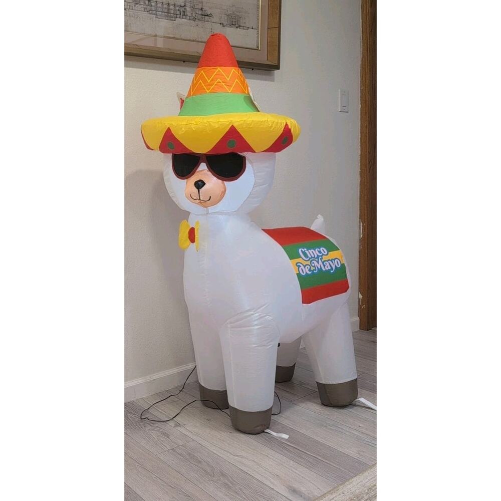 Cinco De Mayo Inflatable Alpaca With Sombrero 5 Feet Tall